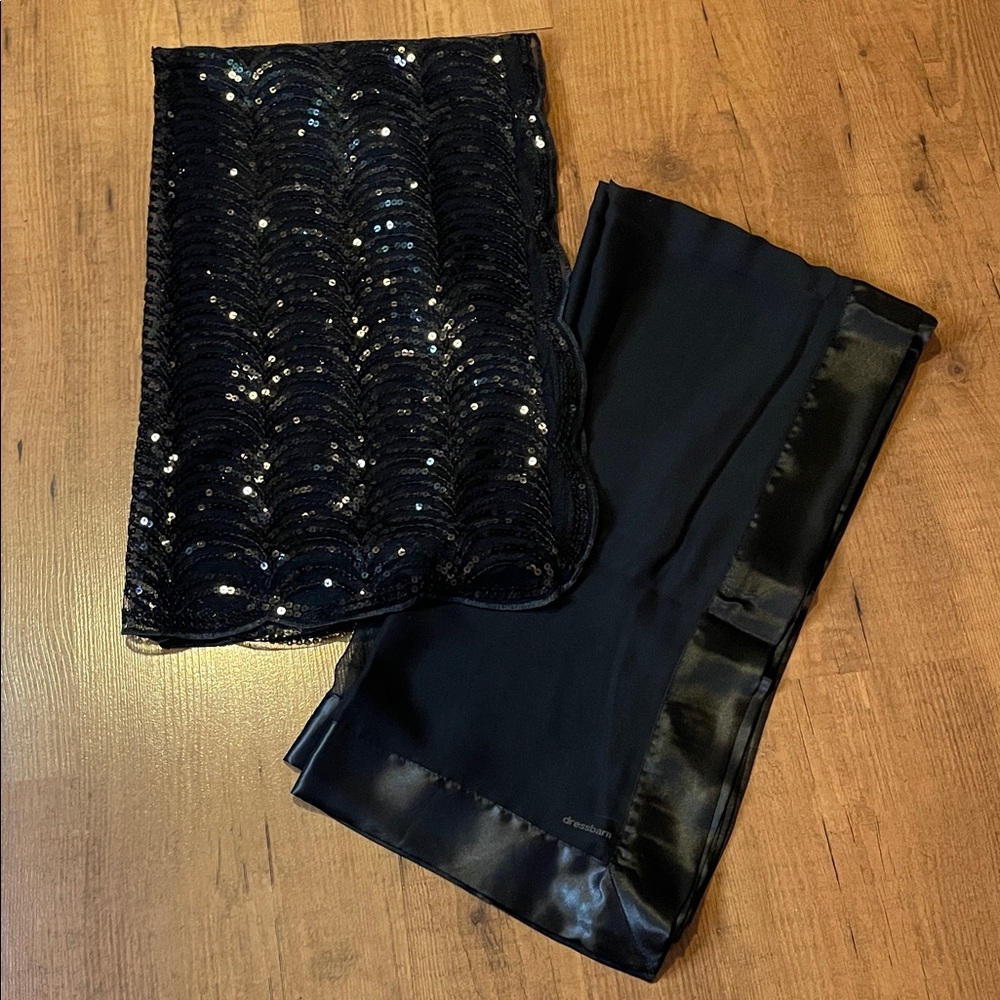 Black scarf set (sequin and shear with satin)